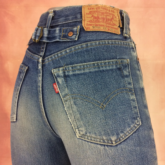 Size 24 Vintage Levis Lvc 1950 W701xx Big E Selvedge Jeans High Waisted 90S Cinch Back Redline Distressed Faded Mom Boyfriends