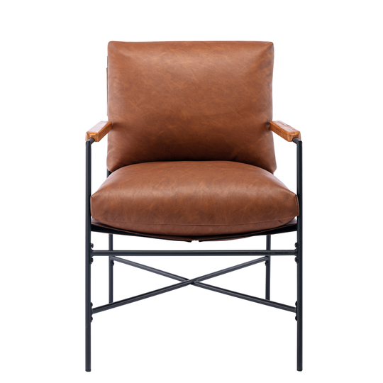 Metal Frame Faux Leather Porch Chair Accent Chair