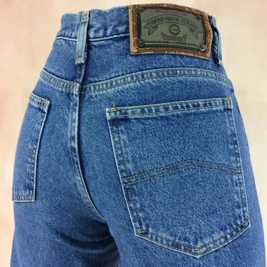 Size 25 Vintage Armani Jeans W25 L30 High Waisted 90's Italian Fashion House Girlfriends Classic Mom Made in USA Waist 25"