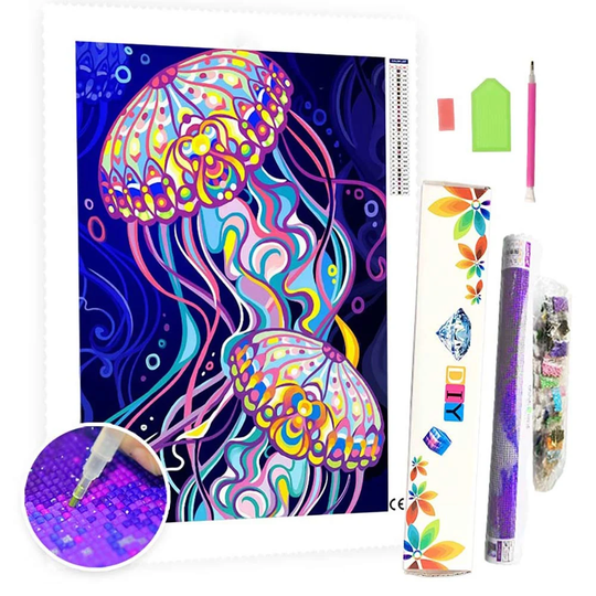 5D Diy Square Round Diamond Painting Kit Full Drill-Jellyfish-Diy By Number Rhinestone Pasted For Home Wall Decor
