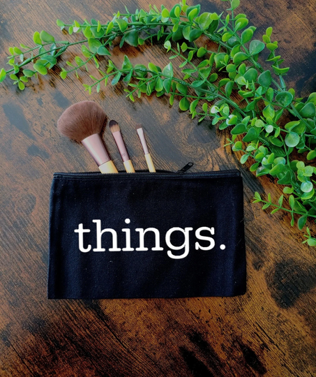 Things. Makeup Bag/Cosmetic Case Organizer Pouch Tampion Pencil Small Zippered Canvas