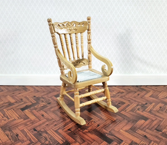 Dollhouse Rocking Chair Wood Light Oak Finish 112 Scale Miniature Furniture
