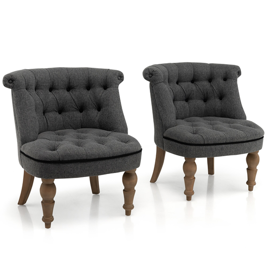 Costway Set of 2 Upholstered Slipper Chairs Armless Accent Chairs w/ - See Details