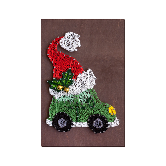 string Art Creative Diy Kit "Christmas Car" 7.5"x11.4"/19.0x29.0 cm, Wall Decor, Abris A03