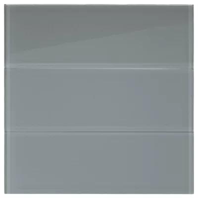 Nickel 4" x 12" Glass Mosaic Tile in Ice Gray