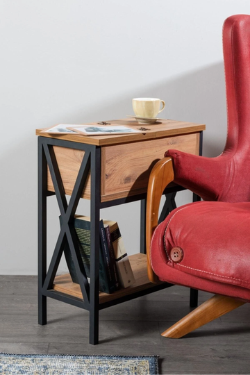Sofa With Chest So Coffee Table - Side Table With Shelf Wooden & End Tables