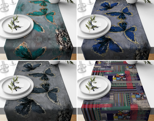 Butterfly Table Runner, Tropical Covers, Decor, Swan Linen, Animal Printed Floral Home Gift