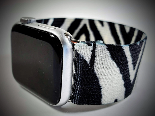 Black & White Zebra Elastic Watch Band For Apple -Plaid Band-38mm 40mm 41mm 42mm 44mm 45mm;all Series(Models 1-8 & Se