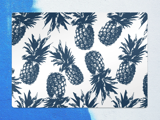 Blue Pineapple Chair Mat, Navy Protective White Splat Fruits Vinyl Floor Pvc Area Rug, Kids Room Decor, Game Rug