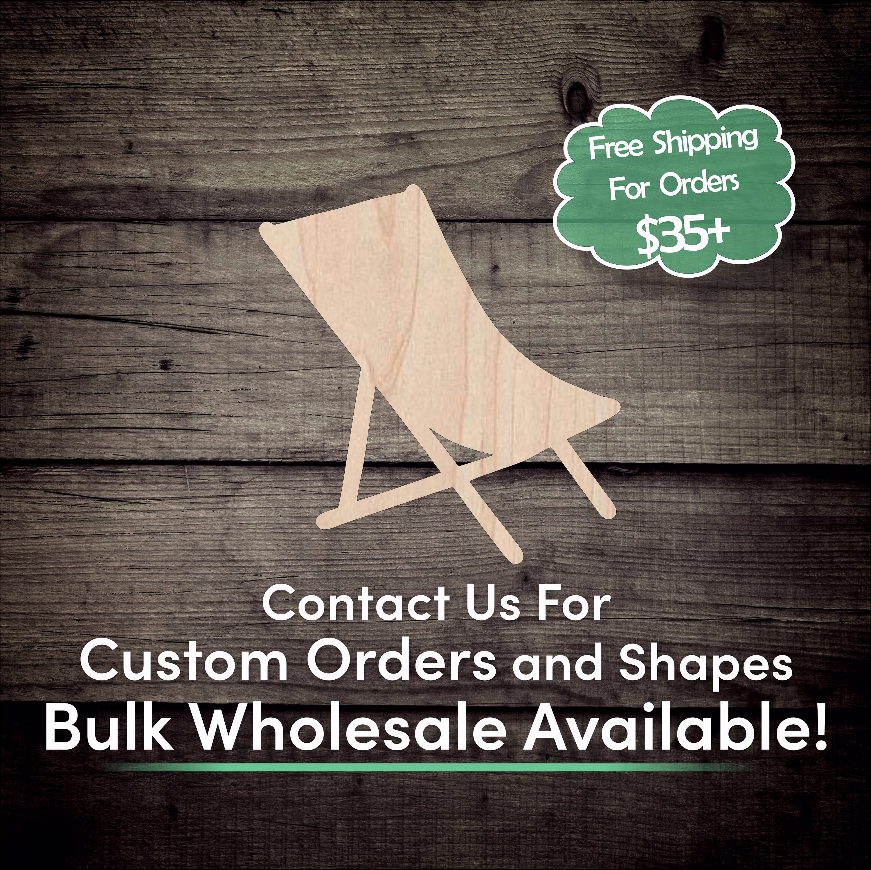Beach Tanning Chair Unfinished Wood Cutout Shape - Laser Cut Diy Craft Bulk Wholesale Pricing