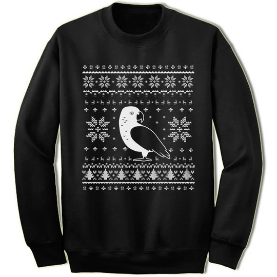 African Gray Parrot Christmas Sweater Sweatshirt. Ugly Xmas Sweater. Bird Owner