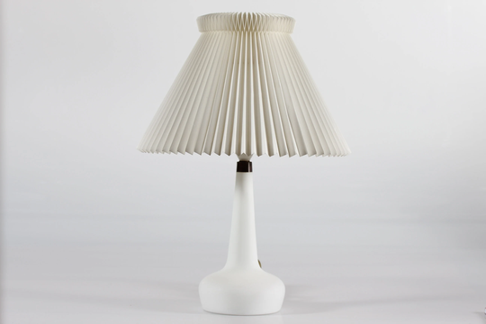 Le Klint & Holmegaard Vintage Table Lamp Model 311 Of White Glass With The Original Shade. Designed By Esben in 1949
