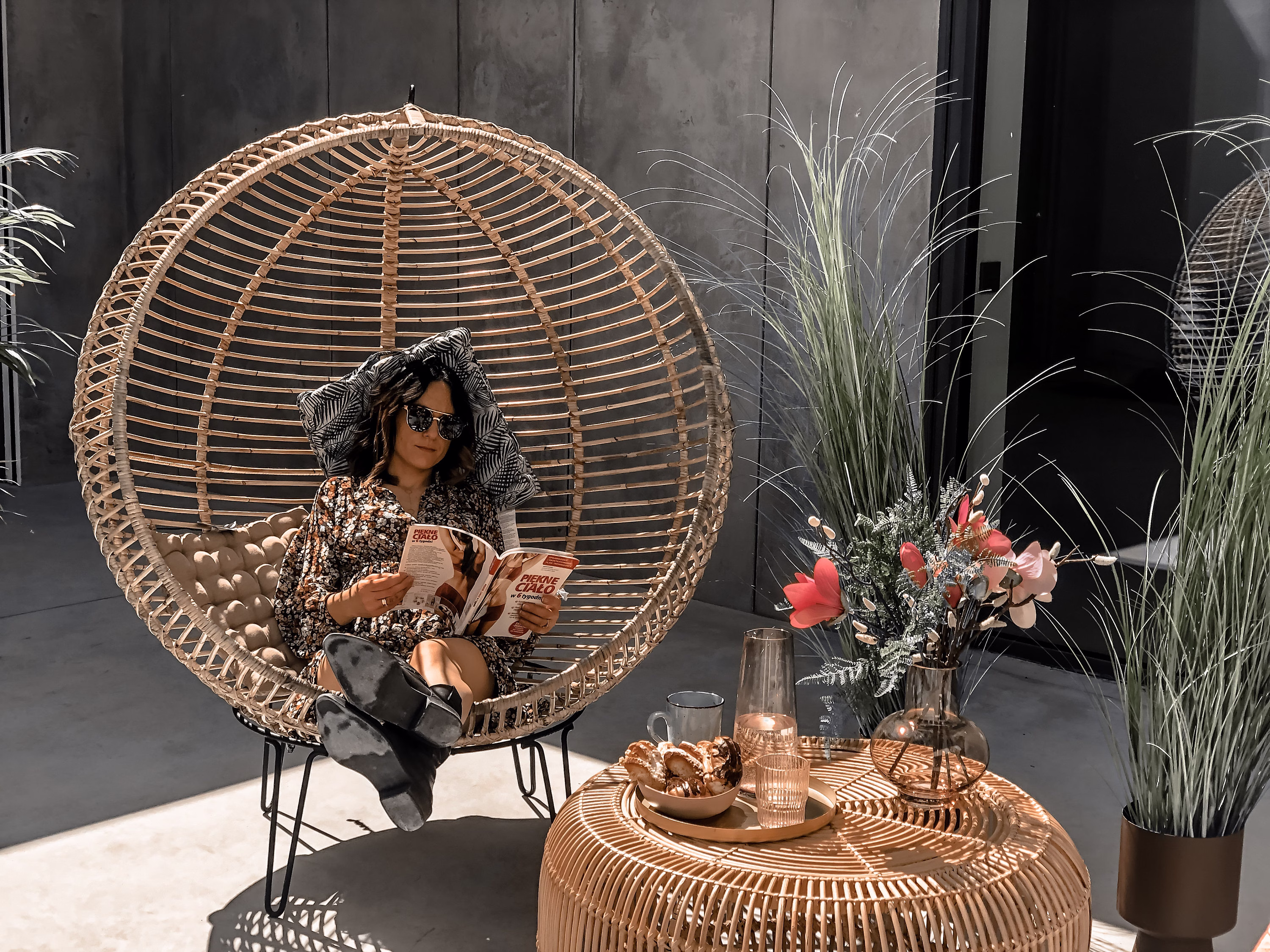 Hanging & Standing Rattan Swing Ceiling Chair Ball Large Size Indoor/Outdoor Swing - Rattan Hanging Chair, Swing Natural Furniture
