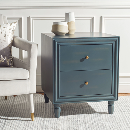SAFAVIEH Blaise Dark Teal 2-Drawer Storage Night Stand Table - 22" x 22" x 26"