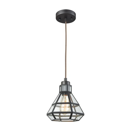 Window Pane 1-Light Mini Pendant in Oil Rubbed Bronze with Clear Glass - Includes Adapter Kit