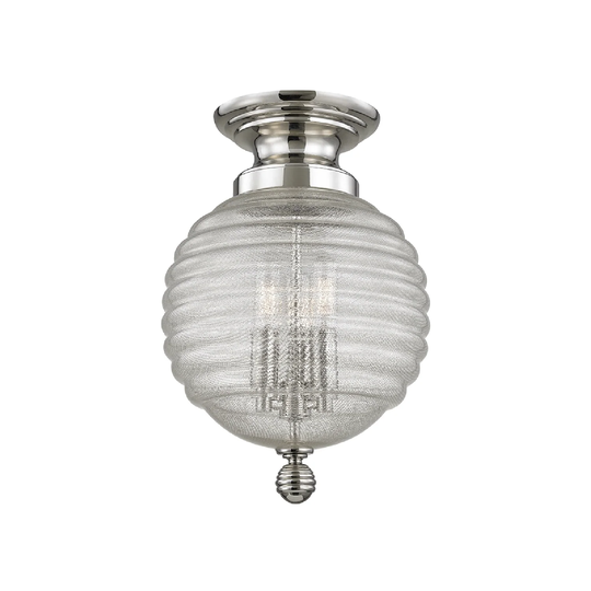 Hudson Valley Coolidge 3-light Nickel Flush Mount with Clear Glass Shade
