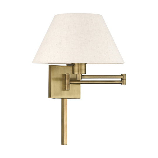 Livex Lighting 1-Light Oatmeal Shade Swing Arm Wall Lamp - 13"W x 12"H x 25"D - 13"W x 12"H x 25"D