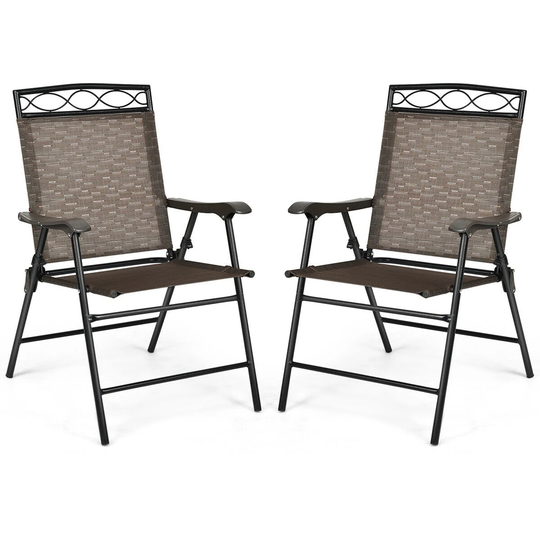 Gymax 2PCS Folding Chairs Patio Garden Outdoor w/ Steel Frame Armrest - See Details