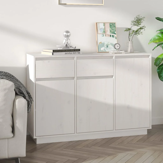Sideboard White 43.3"x13.4"x29.5" Solid Wood Pine