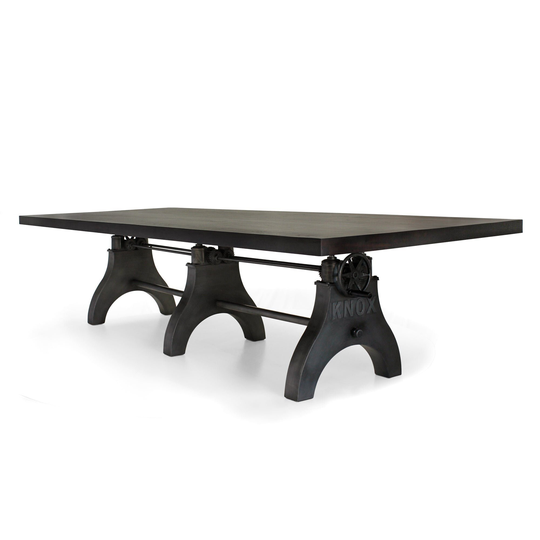 Knox Adjustable Communal Dining Table - Industrial Crank 120 X 48" Ebony