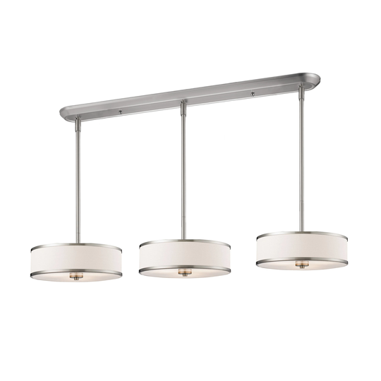 Avery Home Lighting Brushed Nickel with White Shade - Steel 9-light Island/Billiard Light - Brushed Nickel/White