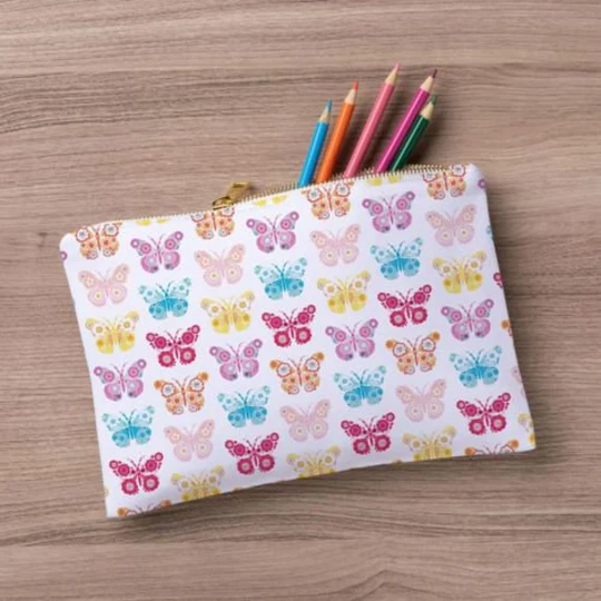 E2J Butterfly Little Hippie Zip Up Pouch, Personalized Gift, Back To School Supplies, Gift For Daughter, Pencil Case