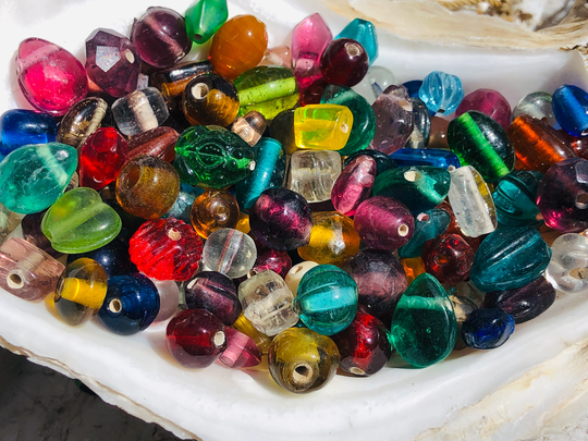 Supply 50Grams Colorful Mix Color Beads - Small -Mix Shape Glass . {G6-1676#02581}