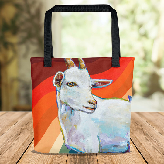 Goat Tote Bag, Retro Bag, Boho Bag Aesthetic, Summer Market Lover Gifts, Goat Book Lover Gift, Totes
