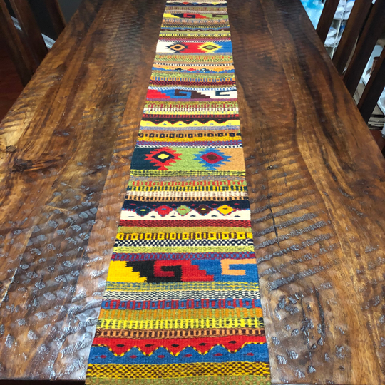 Zapotec Hand Woven Merino Wool Table Runner 80" X 9.75"