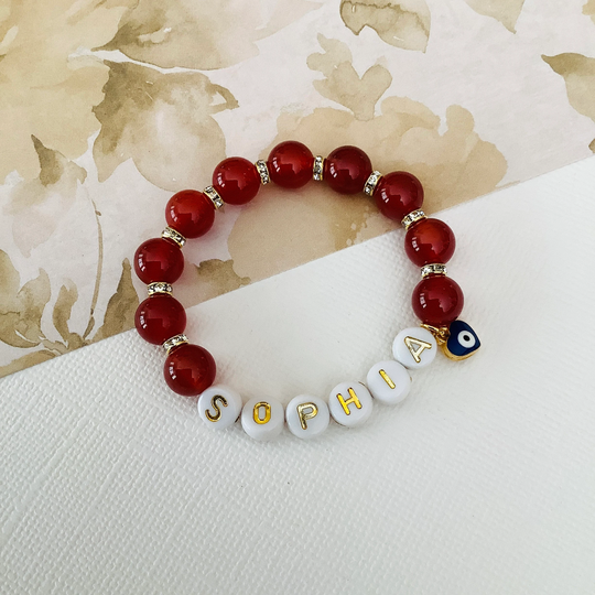 Baby Bracelet Carnelian Gemstone Kid Girl Boy Newborn Toddler Little Classy Semi Precious Stone Jewelry For Kids