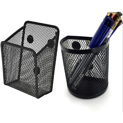 2 Pack Magnetic Pencil Holder, Magnetic Marker Holder, Mesh Storage Baskets With Magnets, Mesh Pen Holder For Refrigerator, Office Supplies Organizers