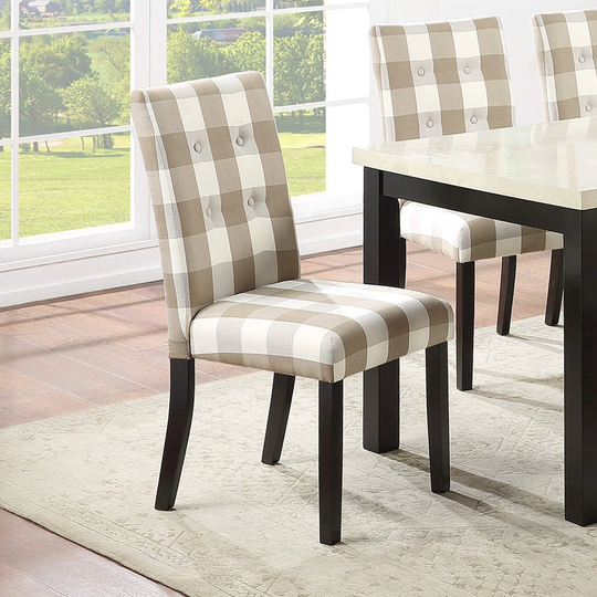 Dining Room Chairs Polyfiber Tufted Set of 2 Side Chairs Dining Chairs with Rugged Rubber Wood Legs for Dining Room Furniture