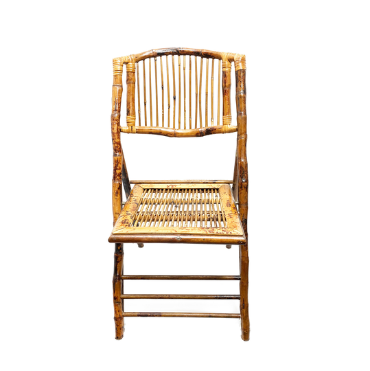 Mid-Century Modern Luxe Folding Bamboo Accent Chair