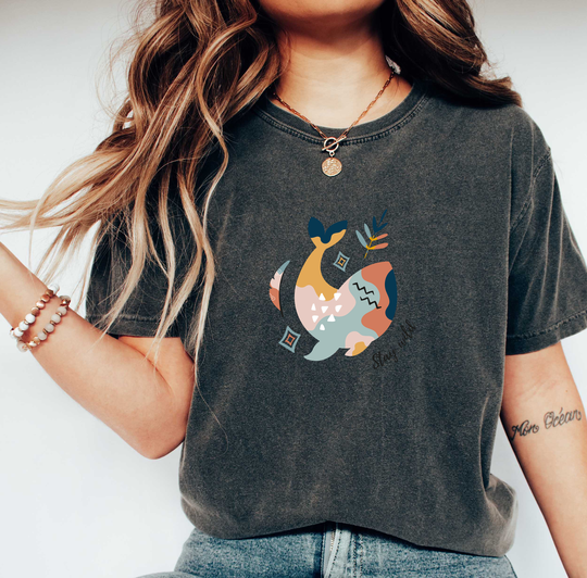 Comfort Colors Boho Shirt, Whale Gift, Colorful Comfy Oversized Mama, Ocean