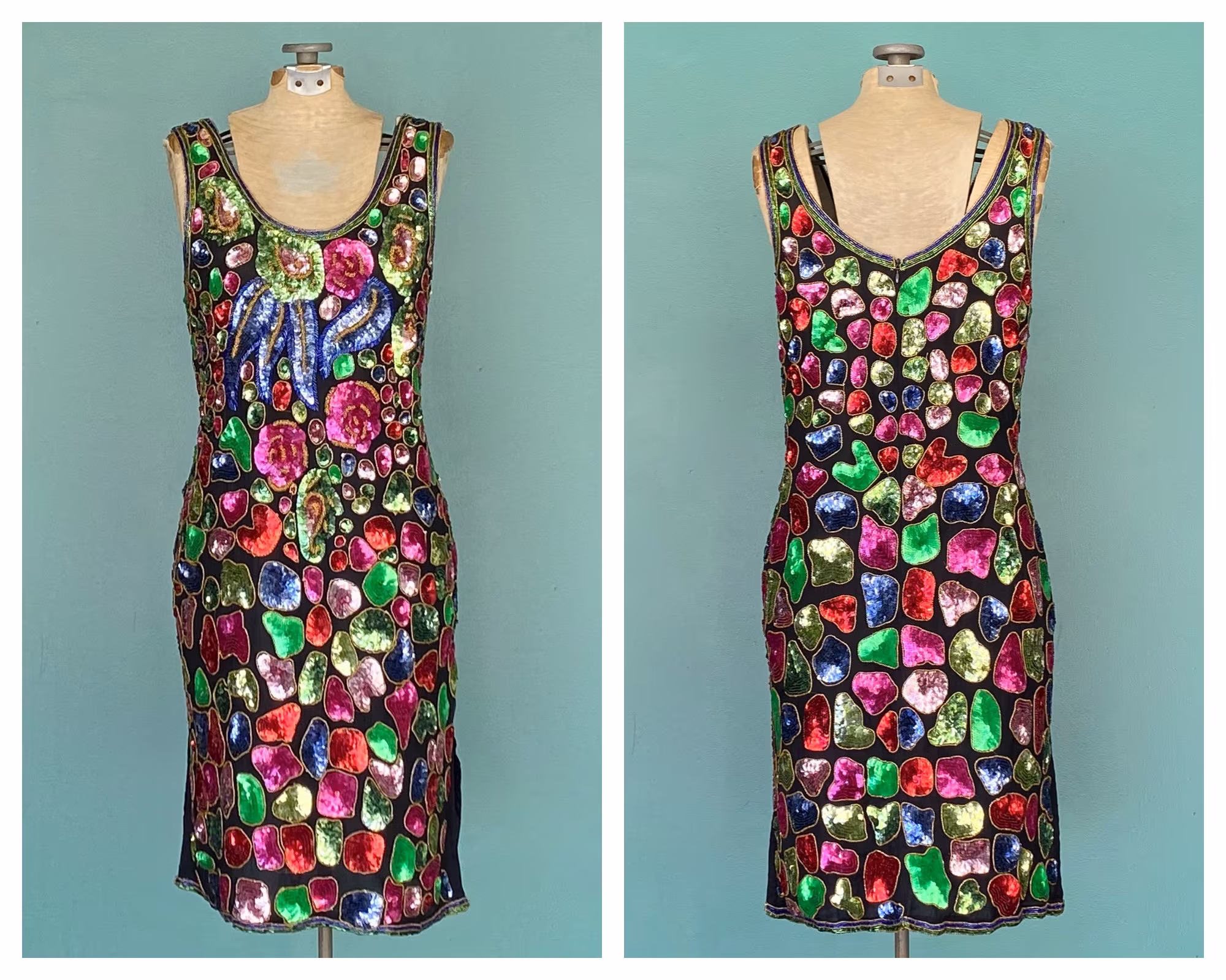 Black Beaded Dress Sequin Sparkle Colorful Tank Sparkly Pencil Evening Taralynevansstudio