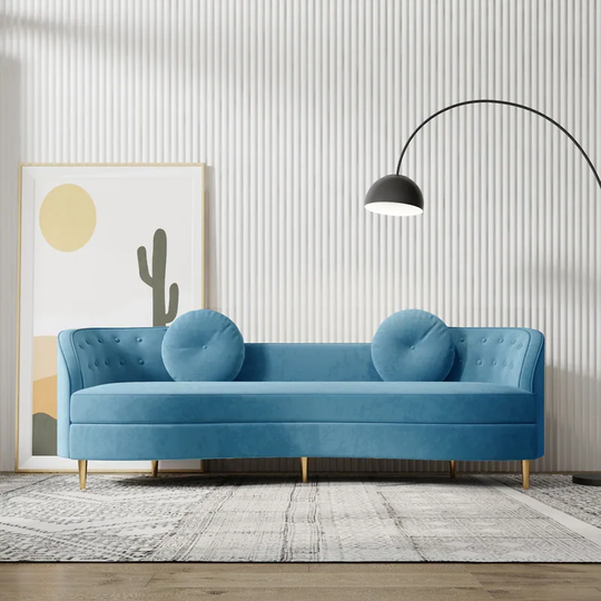 Modern Multi-Seat Curved Velvet Sofa