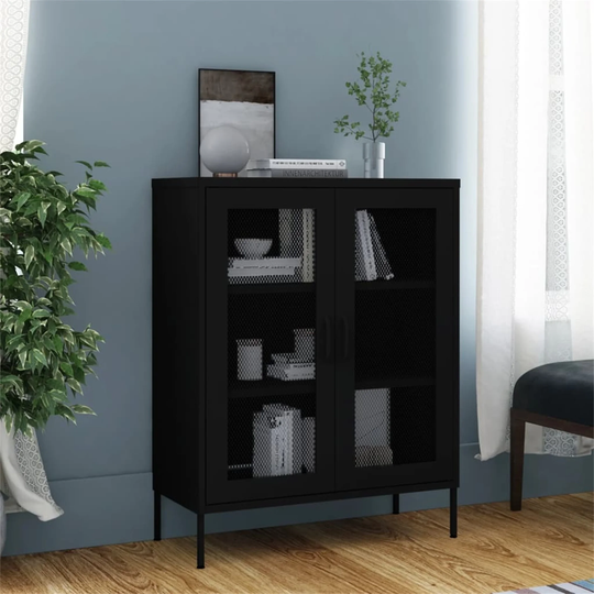 Office Cabinet Steel Frame Storage Cabinet with Door for Office Black