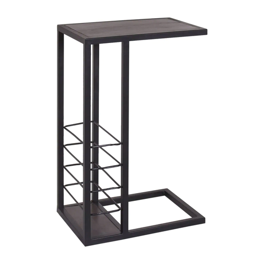 Edwin Contemporary Accent C Table in Iron & Acacia