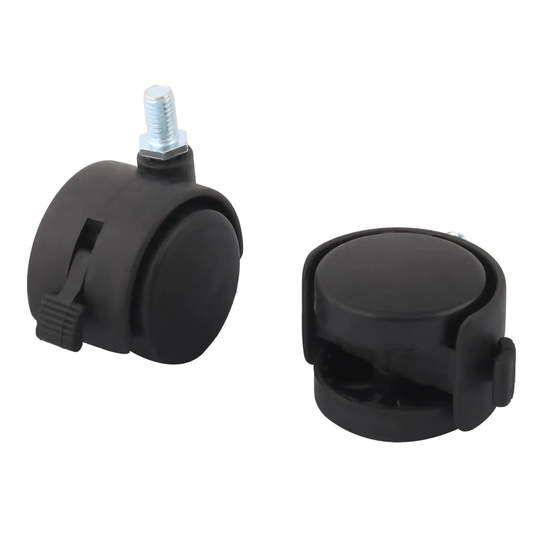 Shopping Cart Trolley Top Plate Wheel Roller Swivel Brake Caster 2pcs - Black, Silver Color