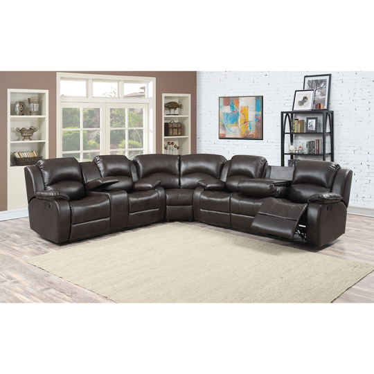 Samara Family Bonded Leather Reclining Sectional Sofa