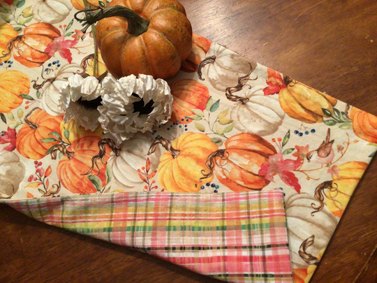 Fall Table Runner Pumpkin Thanksgiving Fall Plaid Farmhouse Halloween White Decor