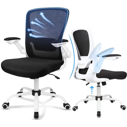 Office Chair, Ergonomic White Desk Chair Adjustable Mesh Computer Chair with Lumbar Support