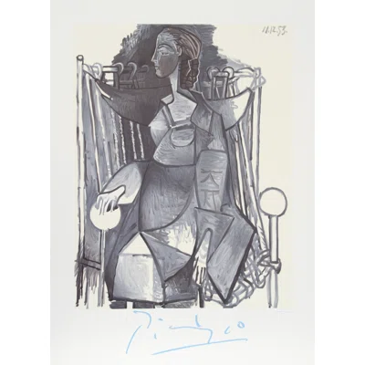 Femme Assise Dans Un Fauteuil Tresse by - Painting on