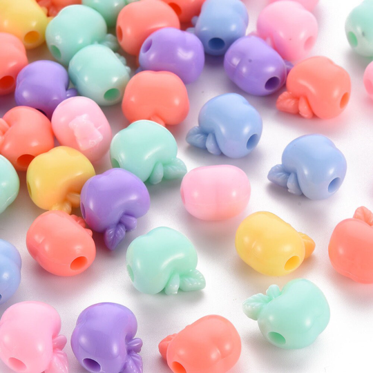 Colorful Pastel Colors Apple Beads Charm For Jewelry Making Acrylic Fruit Large Hole Bead Bracelet Jewelry Finding Supplies