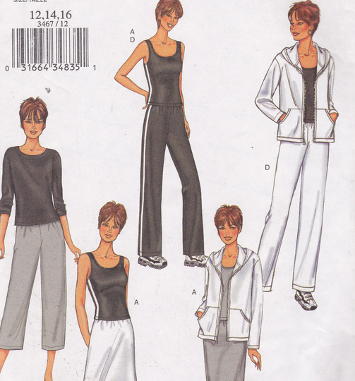 Butterick 3467 Fast & Easy Oop Uncut Sewing Pattern Sizes 12 14 16 18 20 22 Sports Wear Jacket Top Skirt Pants