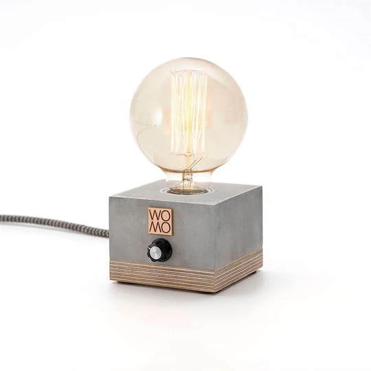 Dimmable Table Lamp, Concrete Industrial Desk Lamp With Dimmer, Rustic Cement Edison Dimmer Bedside