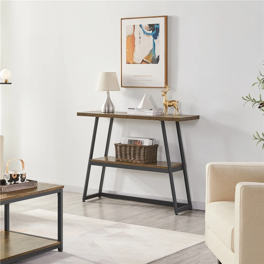 Yaheetech Industrial Console Table Entryway Table with Storage Shelf