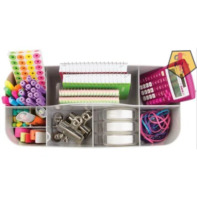 Large Office Storage Organizer Utility Tote Caddy Holder With Handle For Cabinets, Desks, Workspaces - Holds Desktop Office Supplies, Gel Pens, Pencil