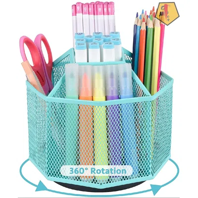 Cute Rotate Art Supply Organizer, Colored Pencil Holder - Art Caddy Accessories Carousel, Spinning Desk Office Supplies Storage For Home, Office, Clas