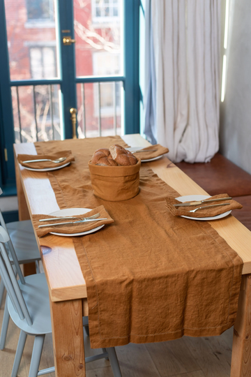 Linen Table Runner, Hemstitch 100% Linen Runners Linens Sustainable Decor Farmhouse Decor